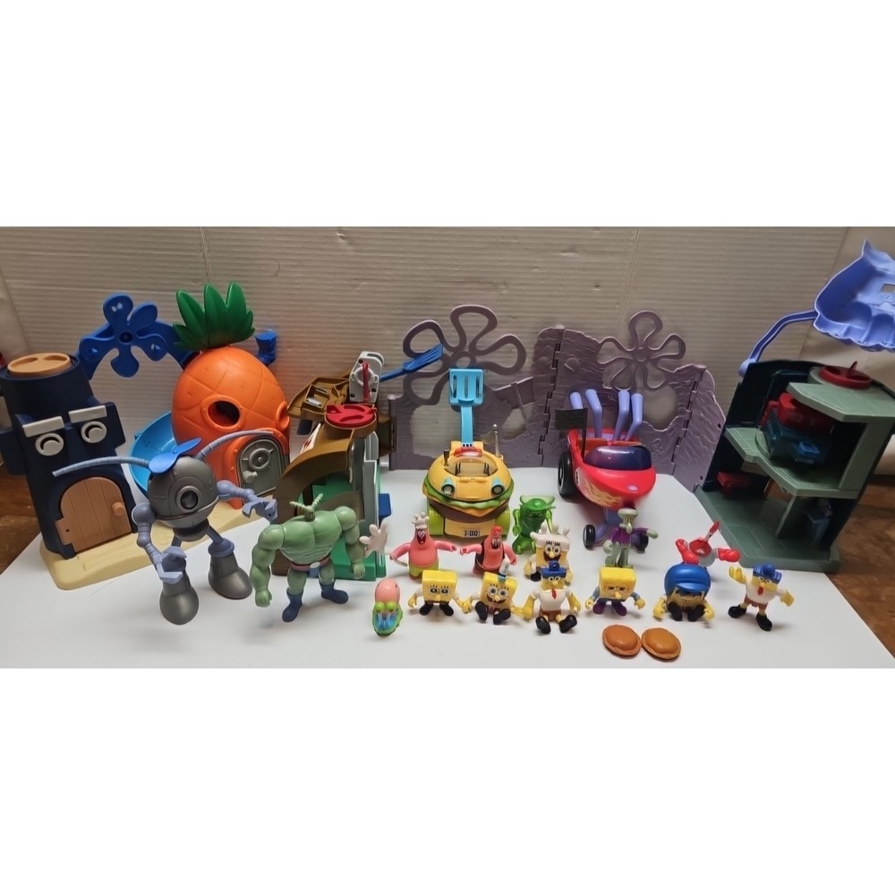 Imaginext SpongeBob SquarePants Bikini Bottom Playset Lot Pineapple Krusty Krab